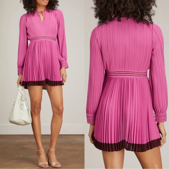 Jonathan Simkhai Calypso Pleated Mini Dress Size 10 NWT Opera Pink